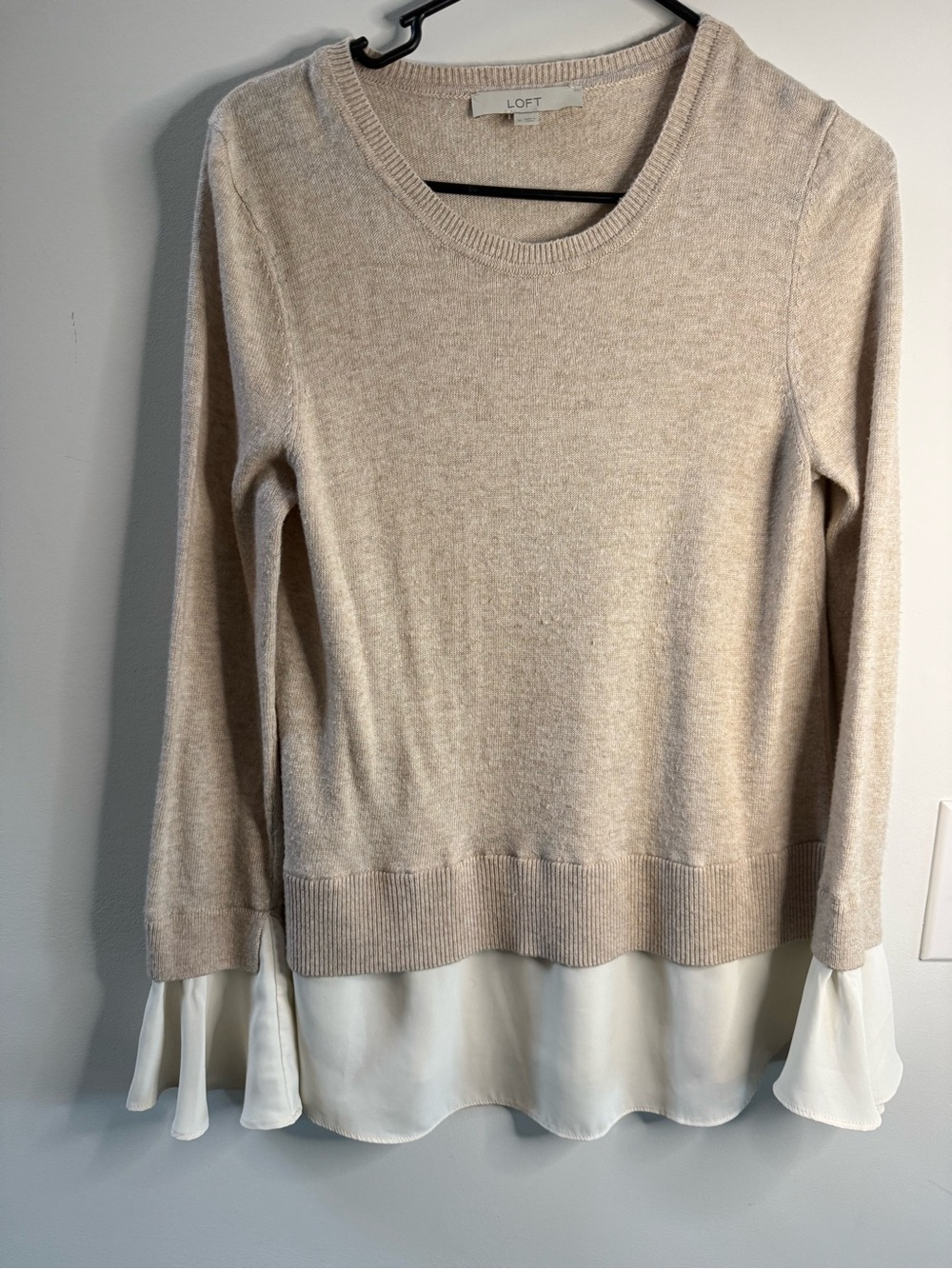 LOFT Cream Crewneck Knit Sweater